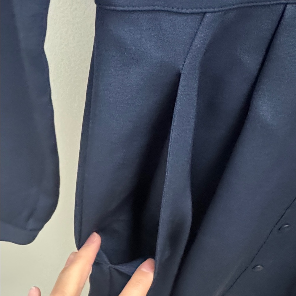 Theory Navy Long Sleeve Silk Dress w Pockets Size 0 - Picture 6 of 9